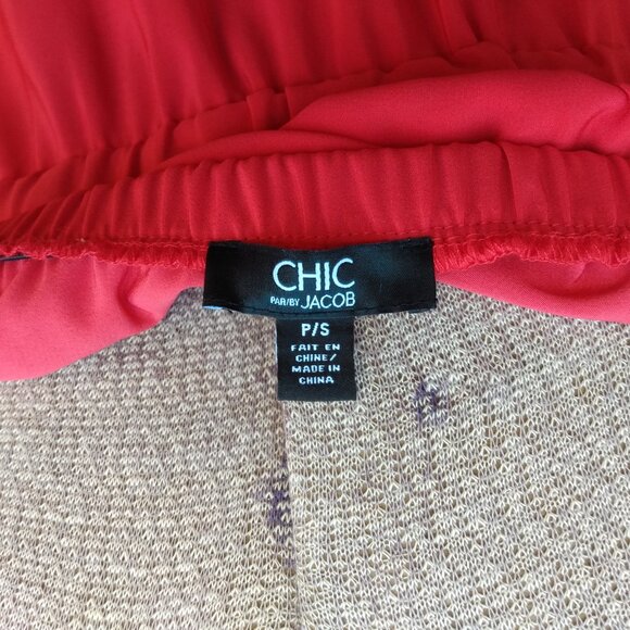 Strapless Red Dress Size Small Chic by Jacob Red Floral Border - Picture 7 of 9